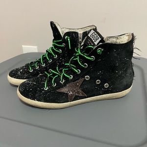 Black speckled Golden Goose “Francy” hi-top sneakers, Size 39!